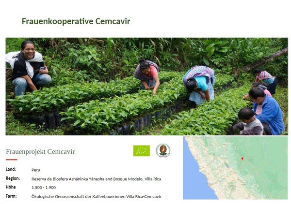 Frauenprojektkaffee Cemcavir Peru (100% Arabica)